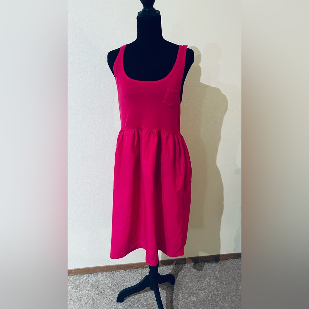 GAP Hot Pink Sleeveless Midi Dress with Pocket